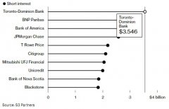 {股票配资技巧}全球针对银行业最大空头赌注竟在加拿大!道明银行是下一个雷?